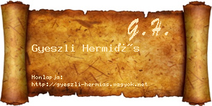 Gyeszli Hermiás névjegykártya